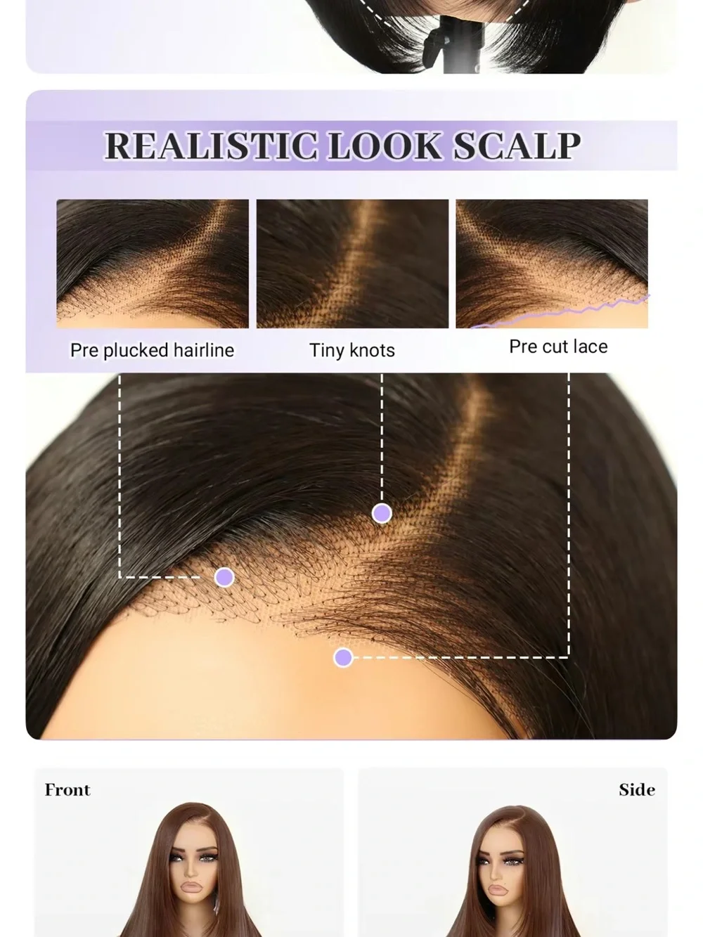 U&A Hair  Brown Straight Lace Front Wig - Natural Chestnut Brown